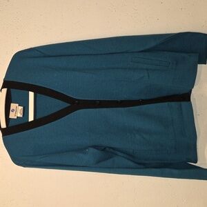 Unisex Teal & Black Cardigan Sweater (Large)